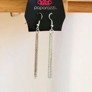 Paparazzi Long Chain Dangle Silver-Tone Earrings